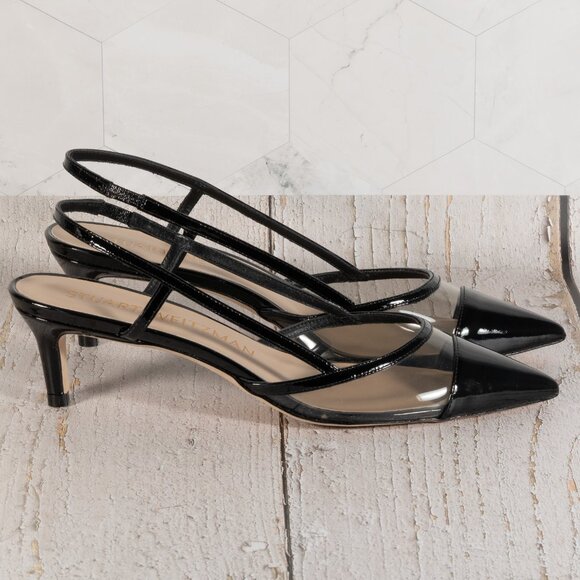 Stuart Weitzman Womens Mondrian 50 Slingback Color Black/Flannel Size 8 B - Picture 2 of 11